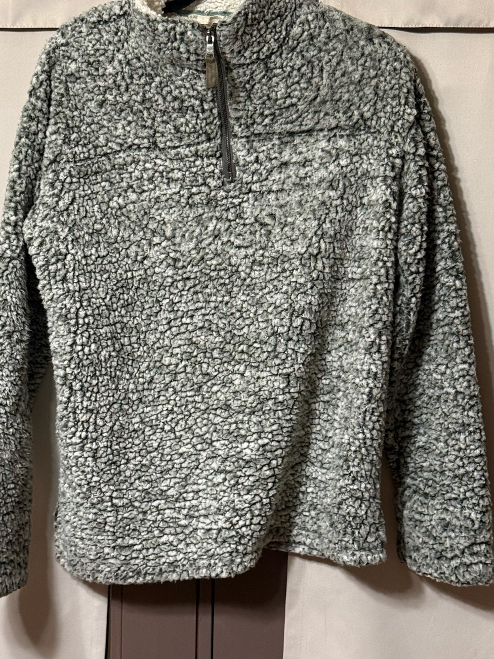 Women’s Green Sherpa Zip Pullover Sweater